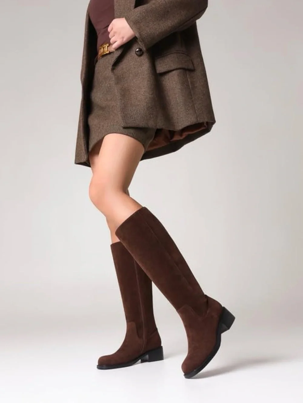 Tall Suede Knee High Boots in Dark Chocolate Brown Size 9